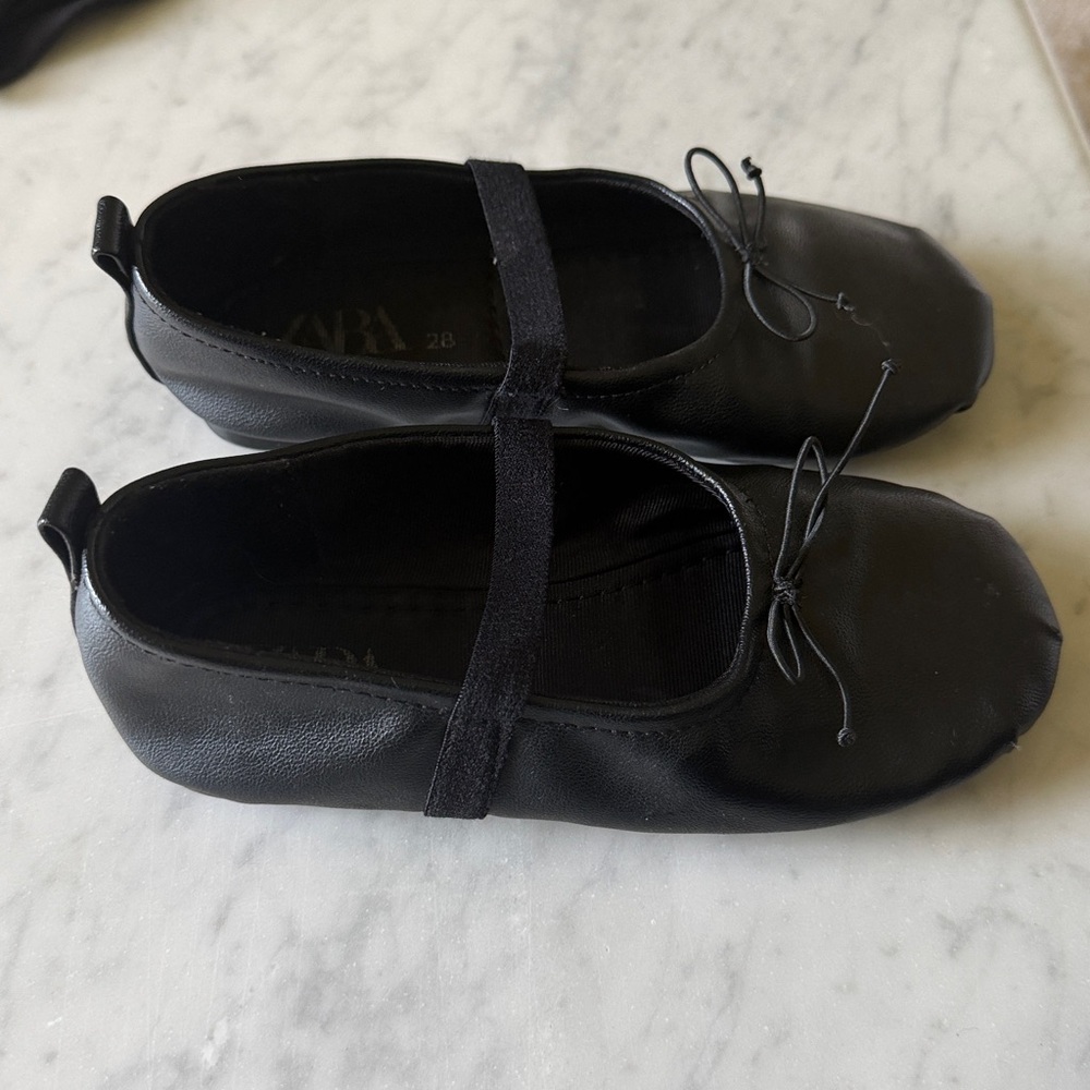 ZARA Black Girls Mary Jane Ballet Flats with Bow size 28 (us 11) - Picture 3 of 5